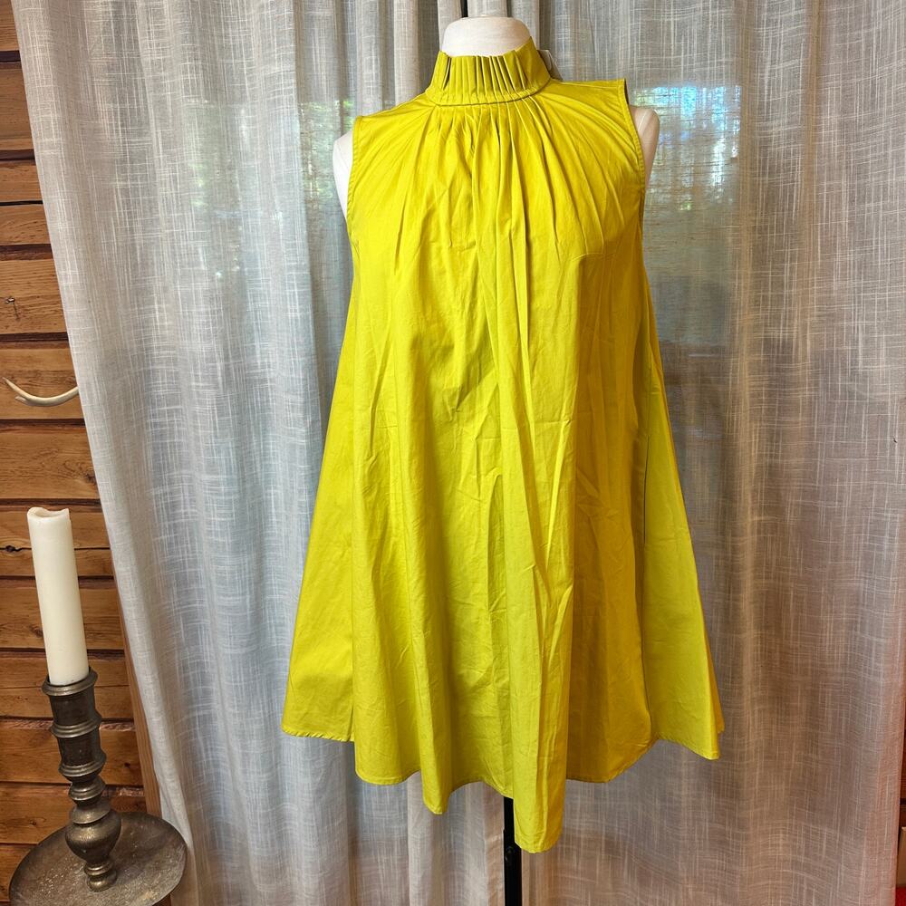 Banana Republic Sleeveless Pleated Mini Dress in Bright Yellow